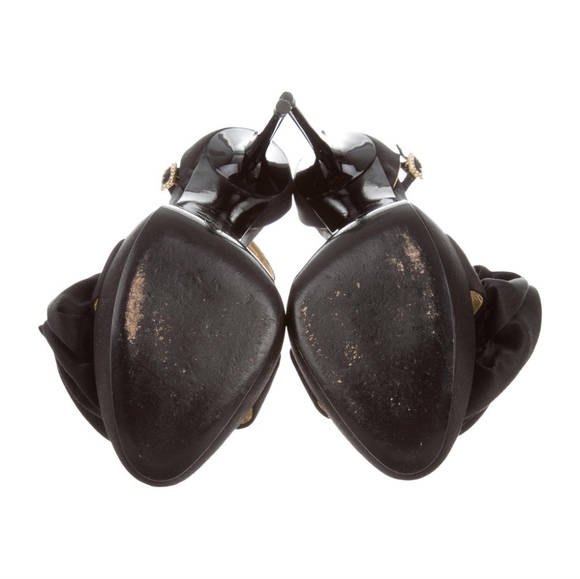 ICONIC ROGER VIVIER ROSE 'N ROLL SATIN BLACK PLATFORM HEELS 38/ US 8 - Picture 5 of 5